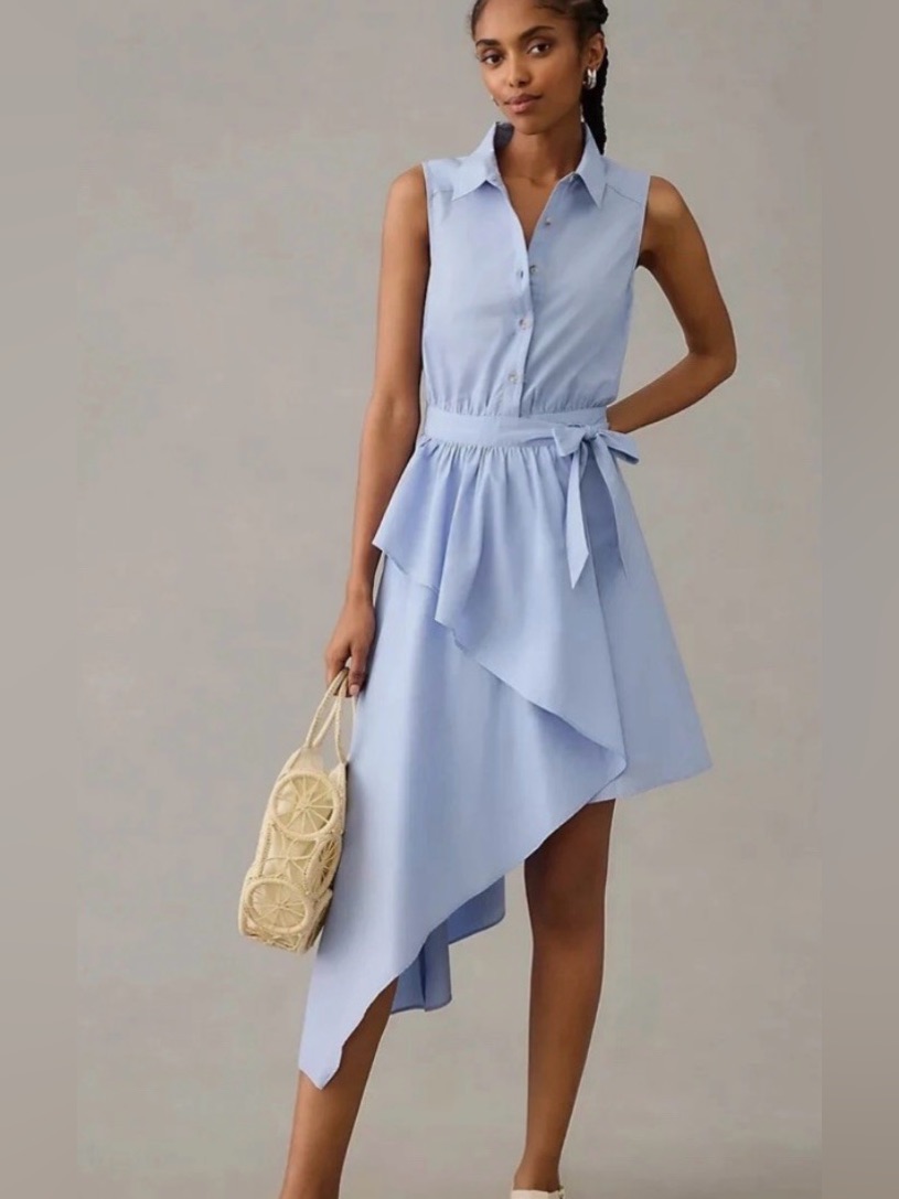 Anthropologie Maeve Asymmetrical Sleeveless Shirt Dress Size 8